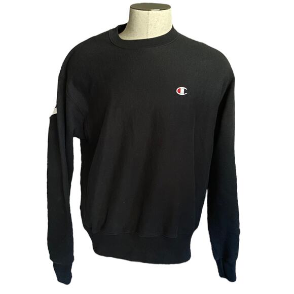 Champion Black Vintage Reverse Weave Pullover Sweatshirt Large - Picture 1 of 10